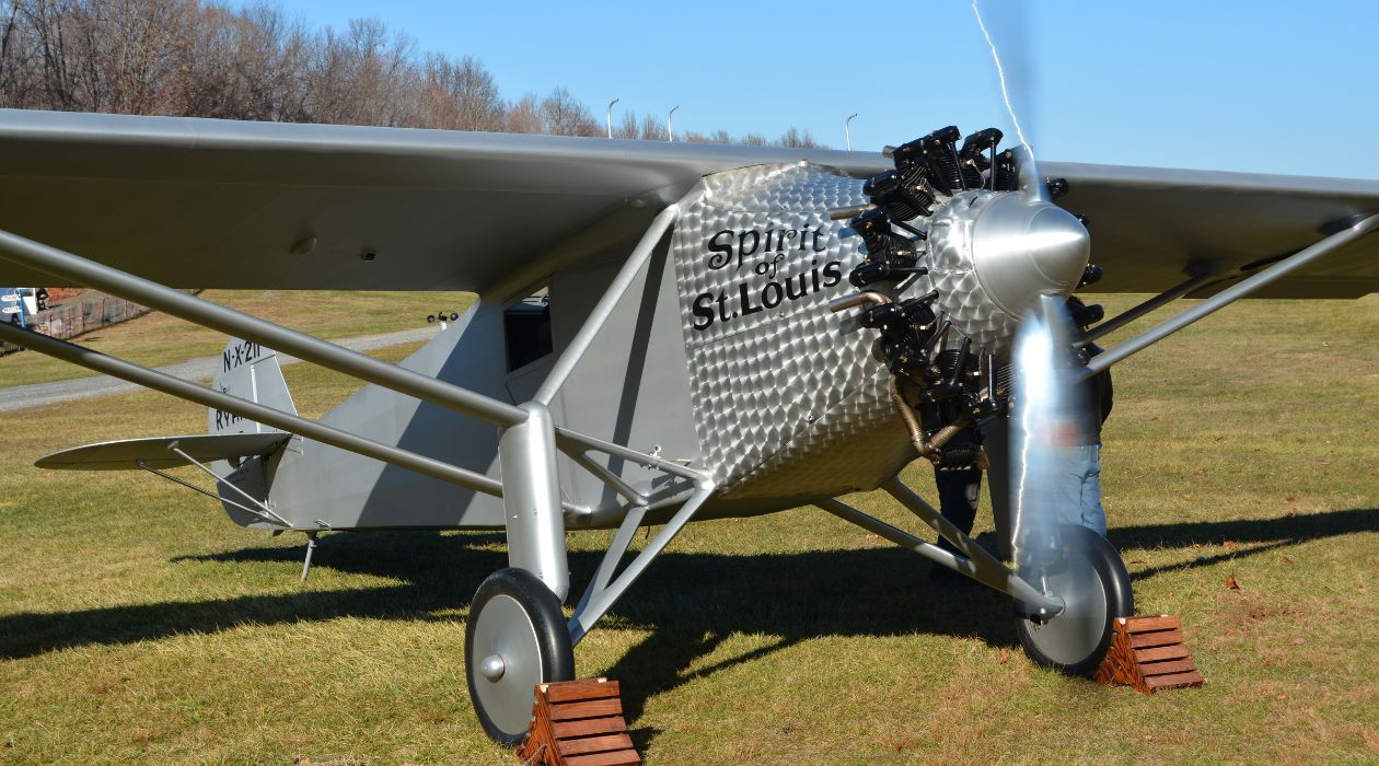 A working replica of Charles Lindberghs plane, the Spirit of St. Louis, at the Old Rhinebeck Aerodrome, Red Hook